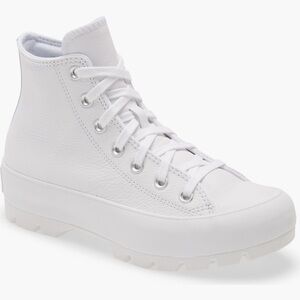 Converse Chuck Taylor white leather lugged platform sneaker size  11 high top